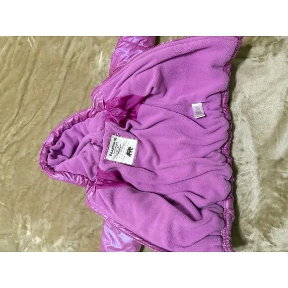 Bearpaw Girls 4T Pink Hooded Puffer Coat Fleece Lined Winter Jacket - Picture 5 of 9